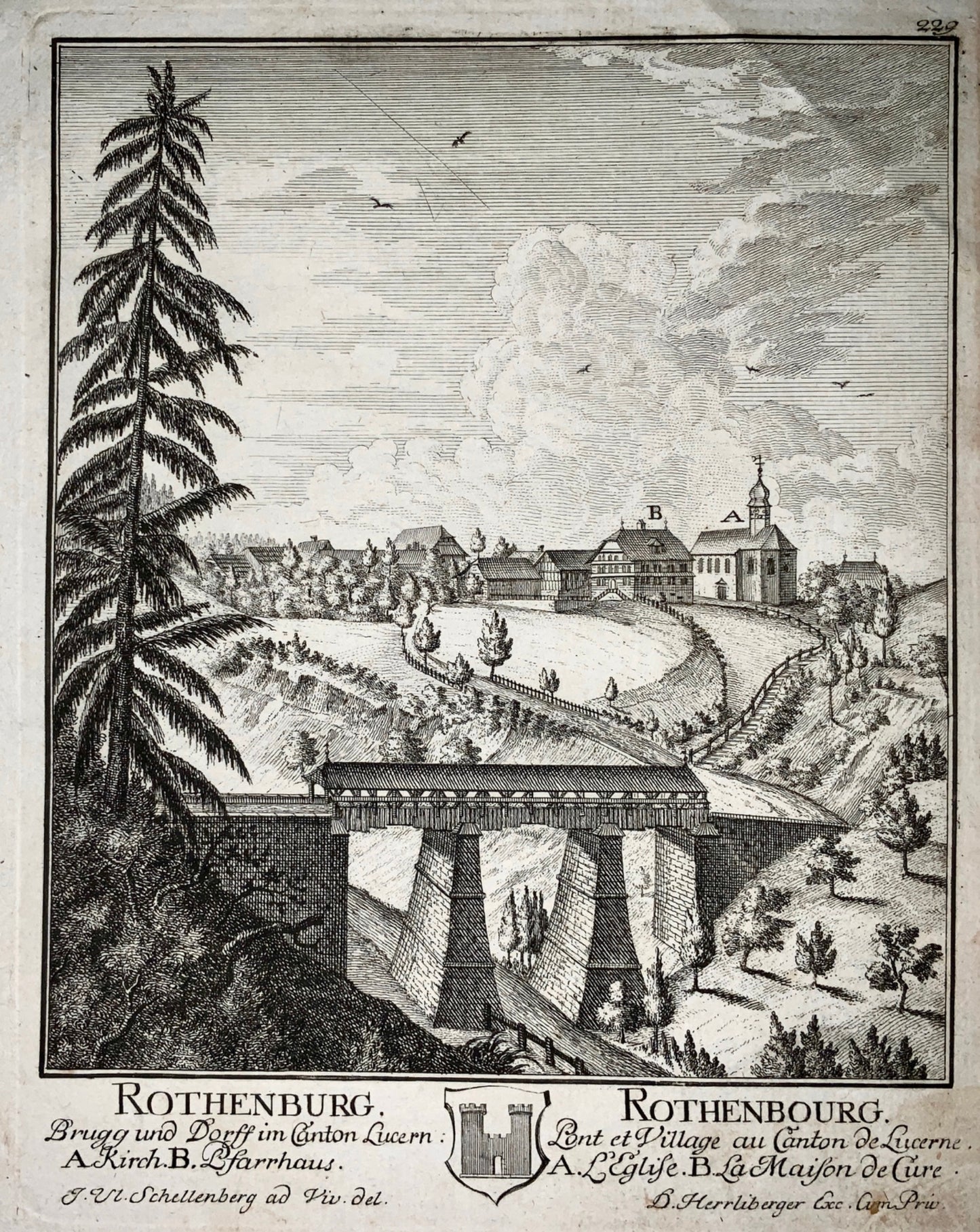 1754 Herrliberger - ROTHENBERG Bridge & Village, Lucerne - Switzerland