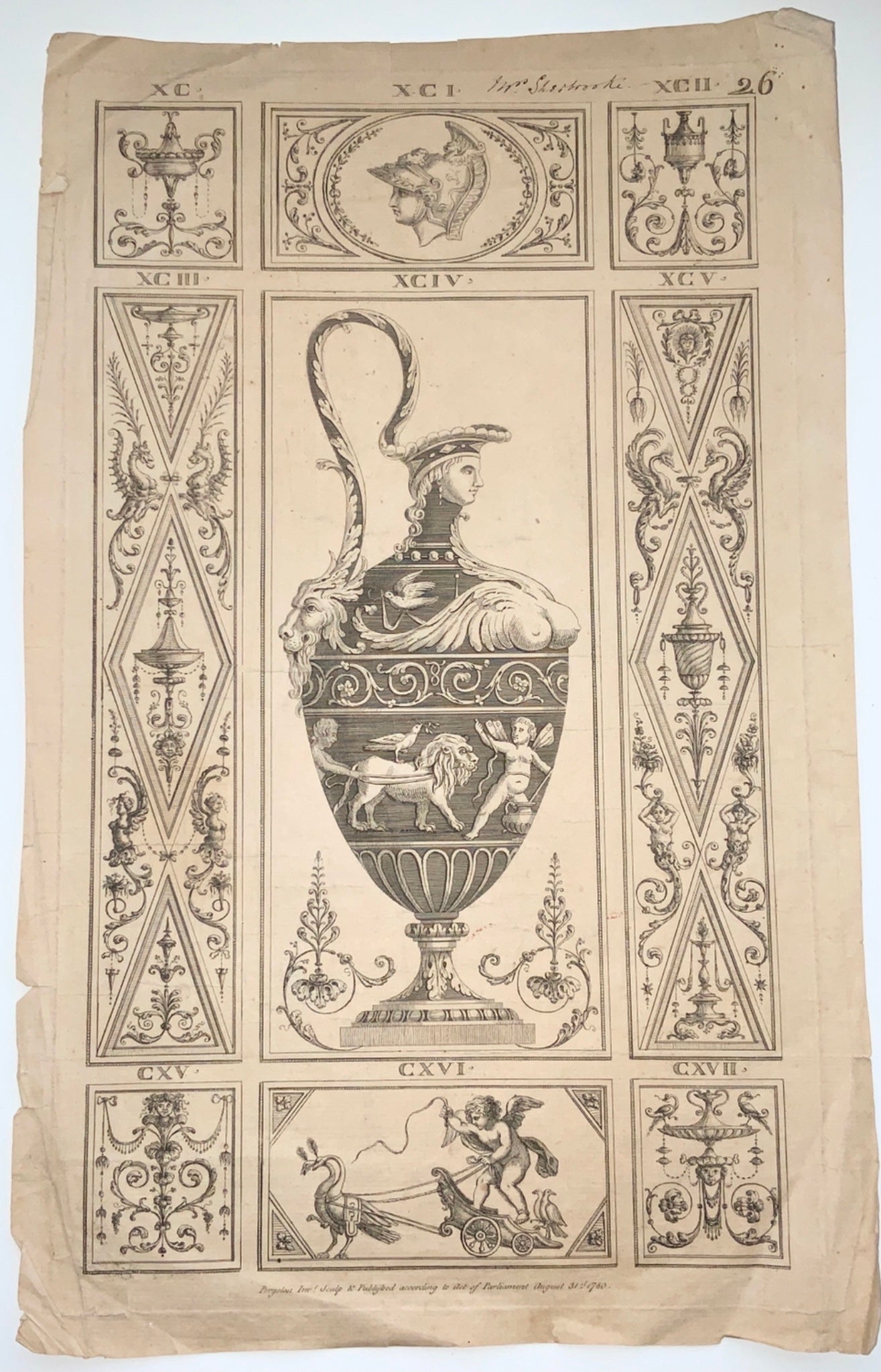 1780 Michel Angelo Pergolesi - Neo Classical Ornament VASE - Large Folio
