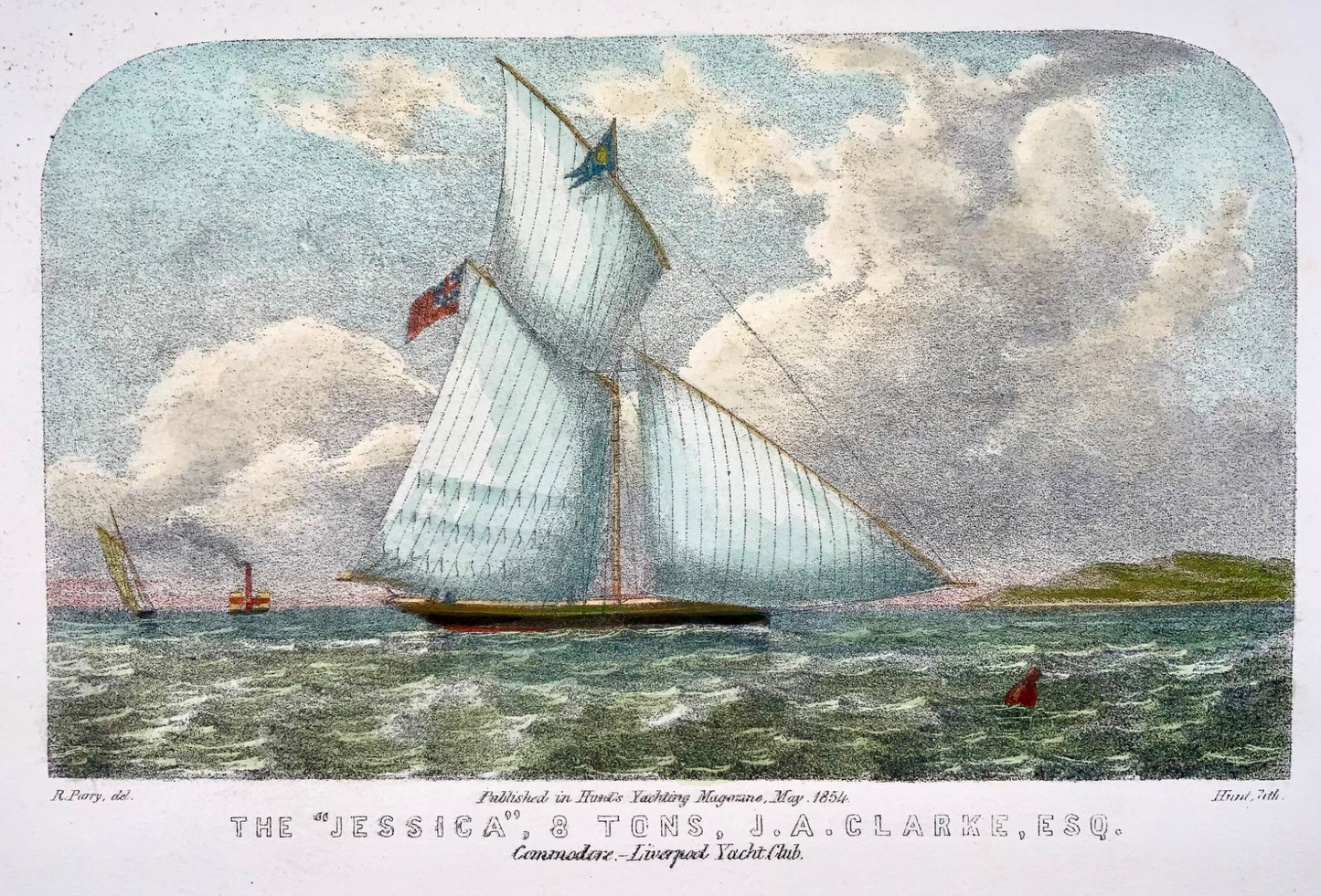 1854 Yacht, Jessica, litografia colorata secondo Parry