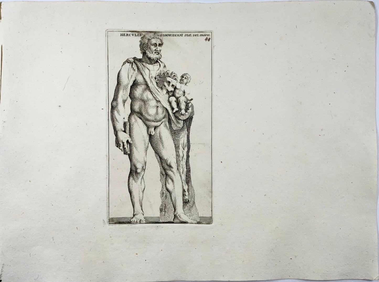 1779 Statue of Hercules, engraving, "Calcografia di Roma"