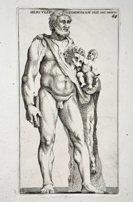 1779 Statue of Hercules, engraving, "Calcografia di Roma"