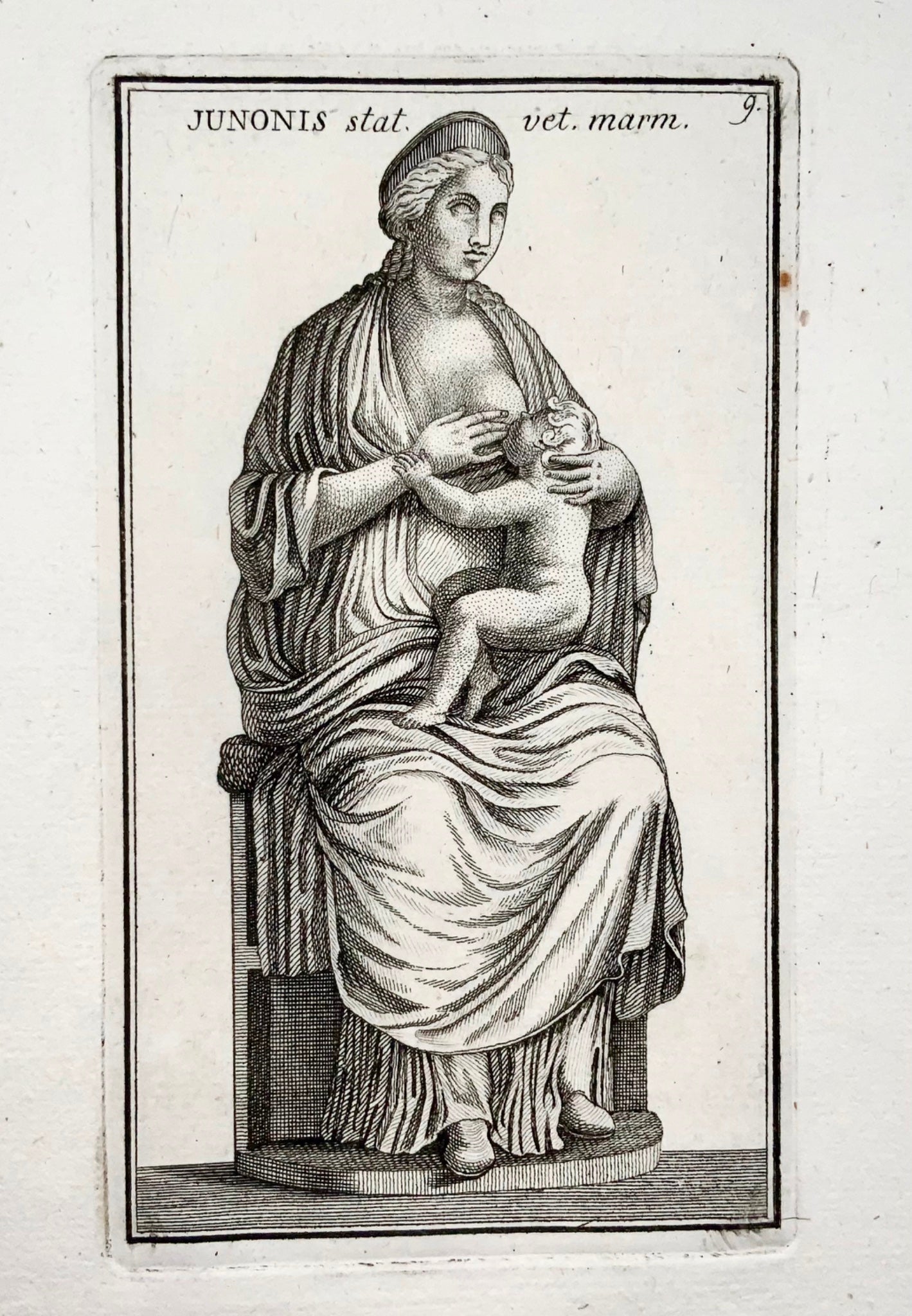 1779 Statue de Junon, Dieu de la Naissance, gravure, "Calcografia di Roma"