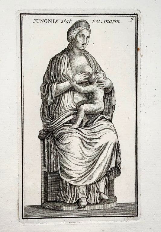 1779 Statua di Giunone, dea della nascita, incisione, "Calcografia di Roma"