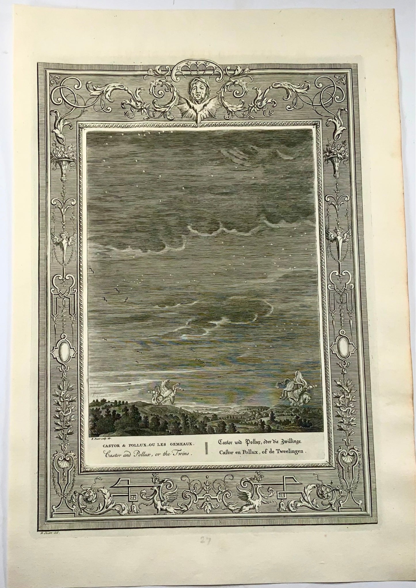 1731 Picart (b1673), Mitologia: Castore e Polluce [i gemelli], foglio grande
