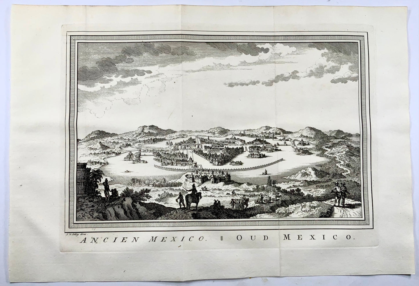 1760 J. van der Schley, Antica Città del Messico, topografia straniera, mappa