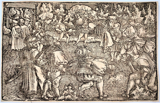 1532 Hans Weiditz, noblemen playing ball, sport, master woodcut