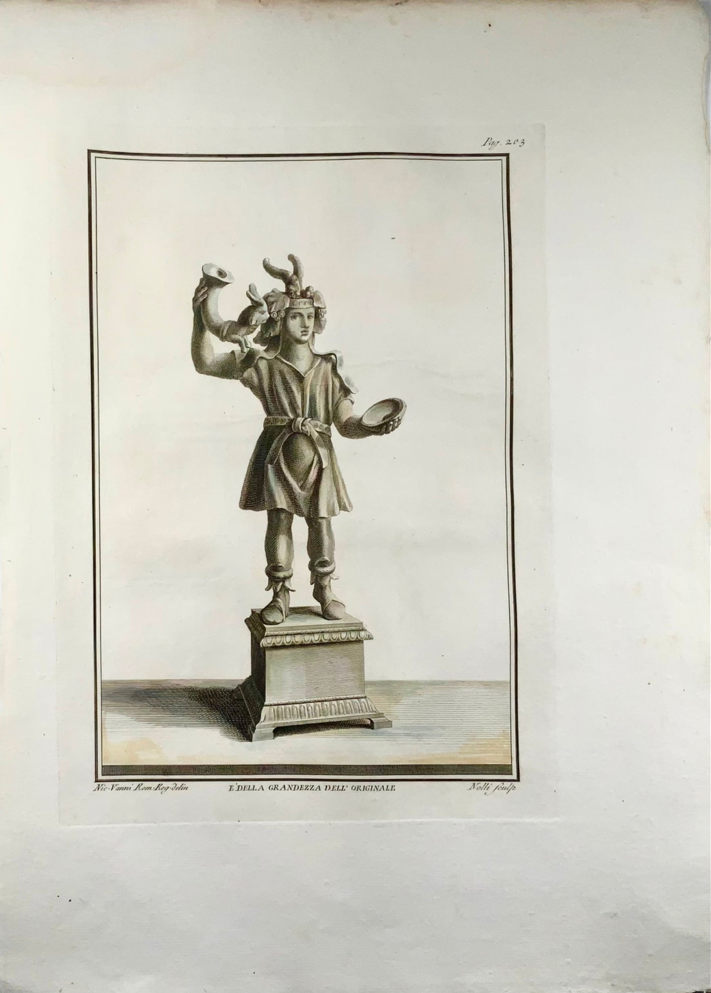 1757 Carlo Nolli after Vanni, Roman Statuette, Lar diety of home & family, 51cm