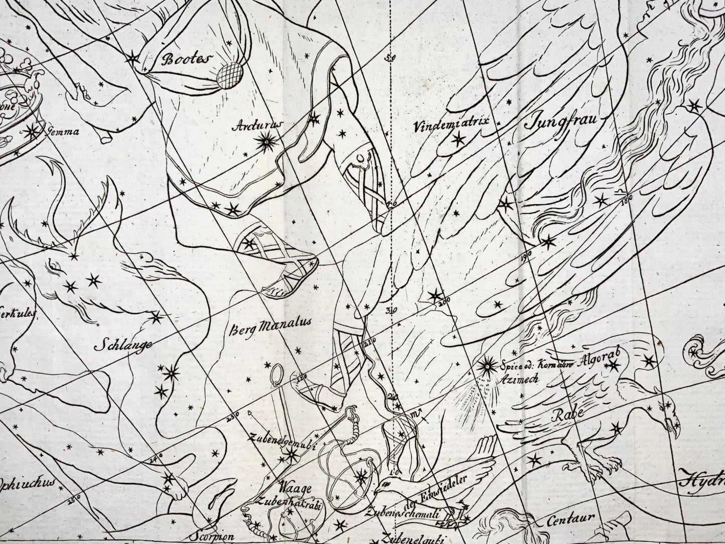 Carte céleste de 1777 vue en avril, Joh. E. Bode, carte 