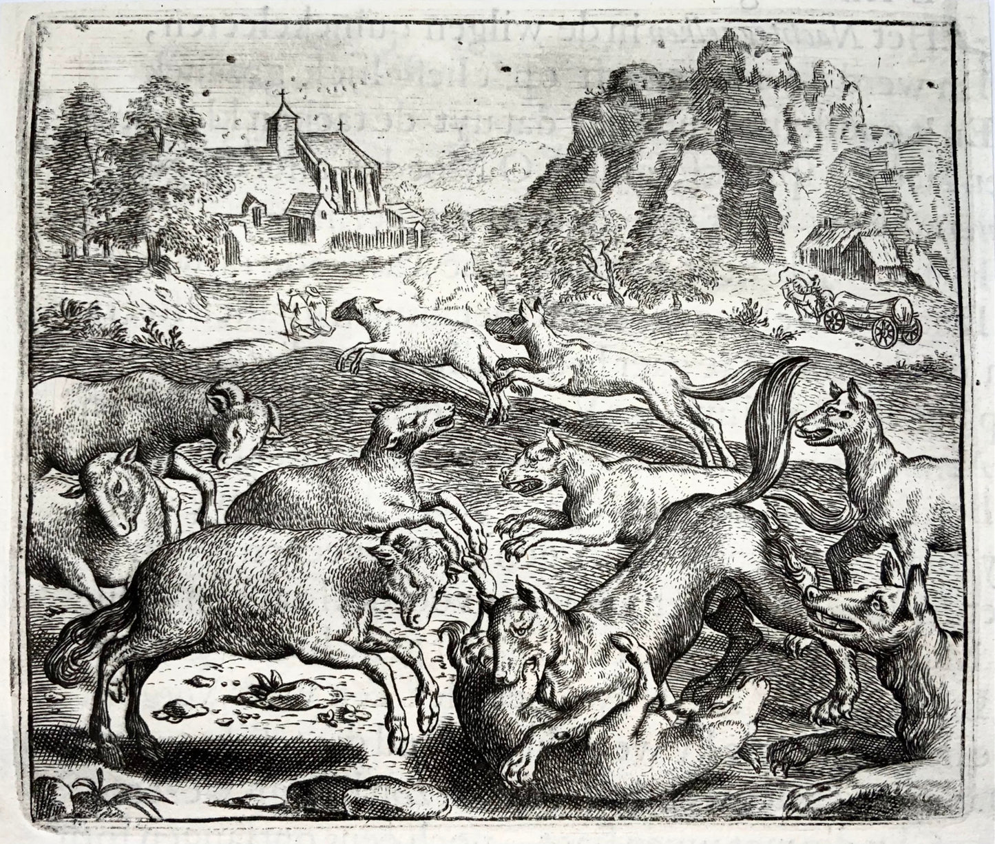 1617 Gheeraerts, incisione magistrale, Esopo: i lupi e le pecore, favola