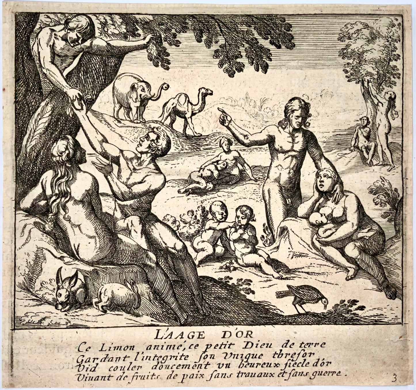 1622 l'âge d'Or (Aetas Aurea), da Ant. Tempesta; Incisione magistrale