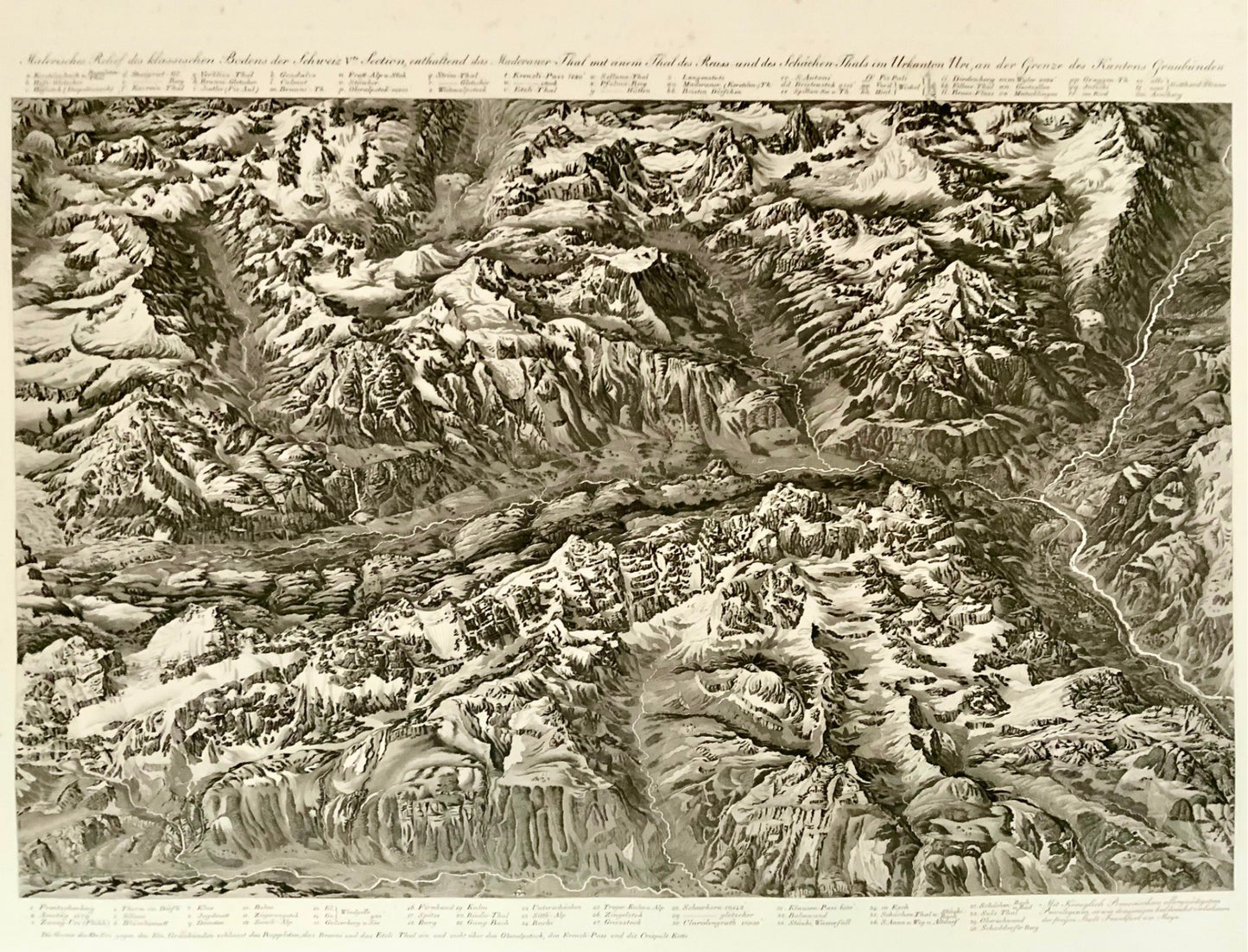 1831 Atlante delle Alpi, Svizzera, Delkeskamp, ​​9 acquetinte in cartellina