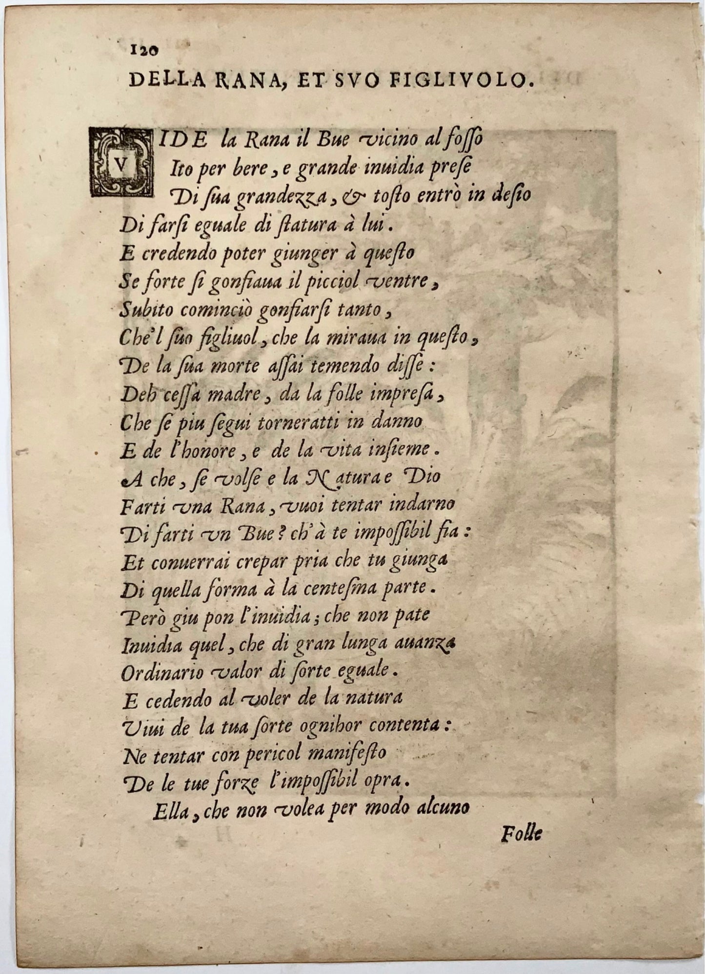 1570 Le crapaud et le veau, Verdizotti (né en 1525), gravure sur bois, fable, art