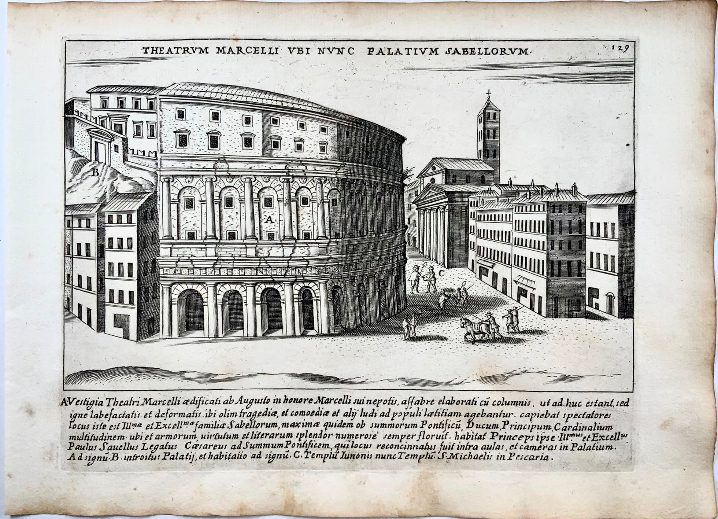 1624 Lauro, Giacomo, Teatro di Marcello, Theatrum Marcelli Palatium Sabellore