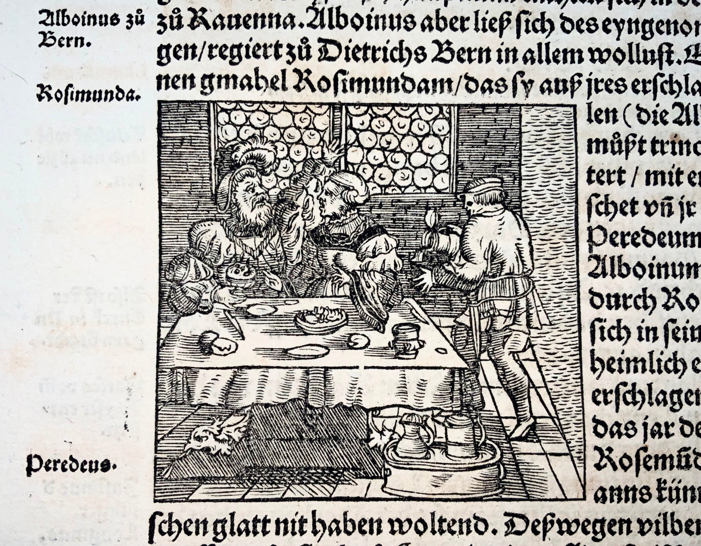 1548 Alboino e Rosamund banchettano, Vogtherr, xilografia