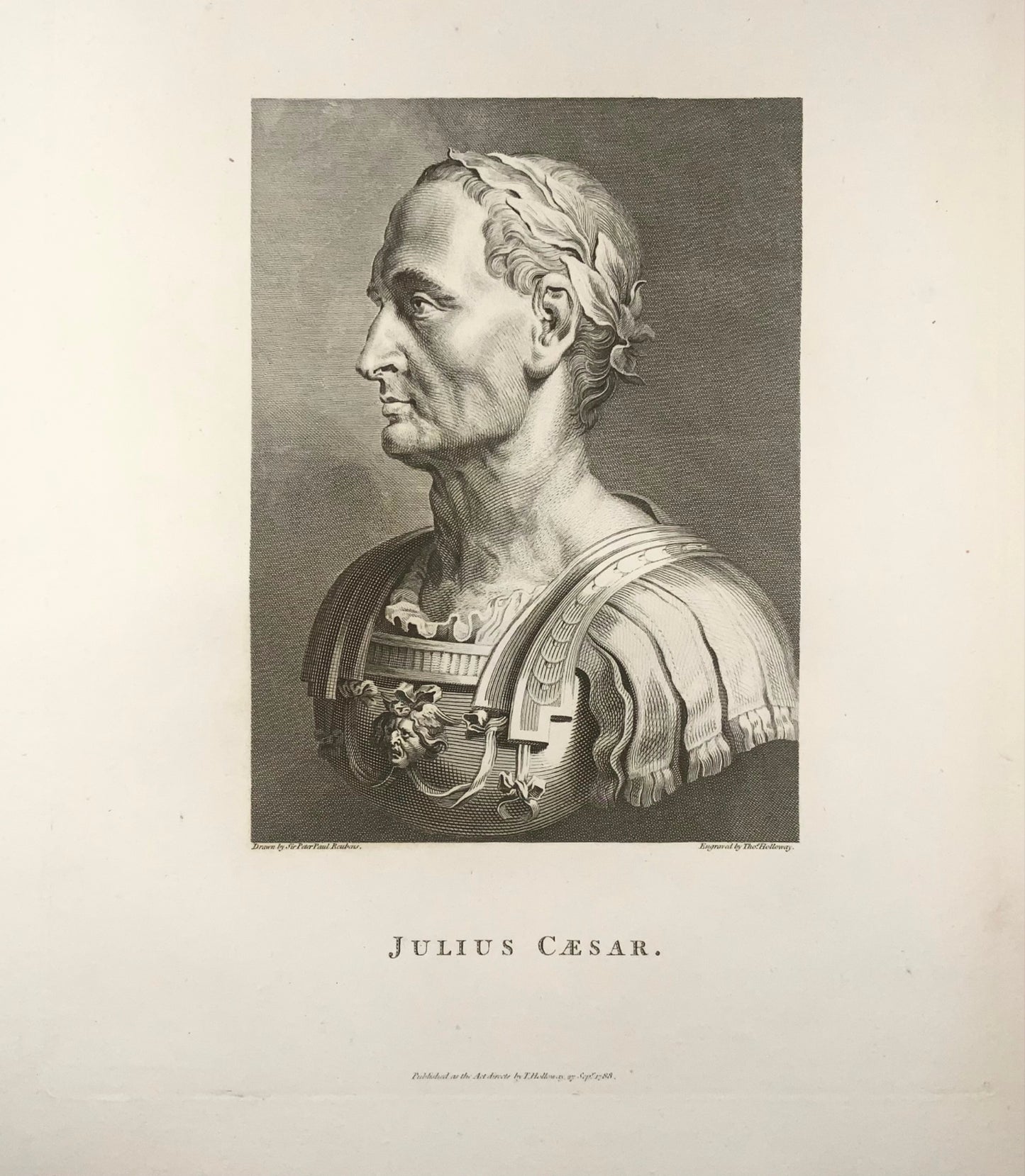 1778 Giulio Cesare, bel foglio secondo quello di Ruben, Thomas Holloway, ritratto, arte 