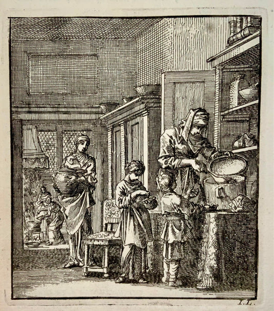 1711 Panettiere di zucchero, Caspar Luyken, incisione, mestieri 