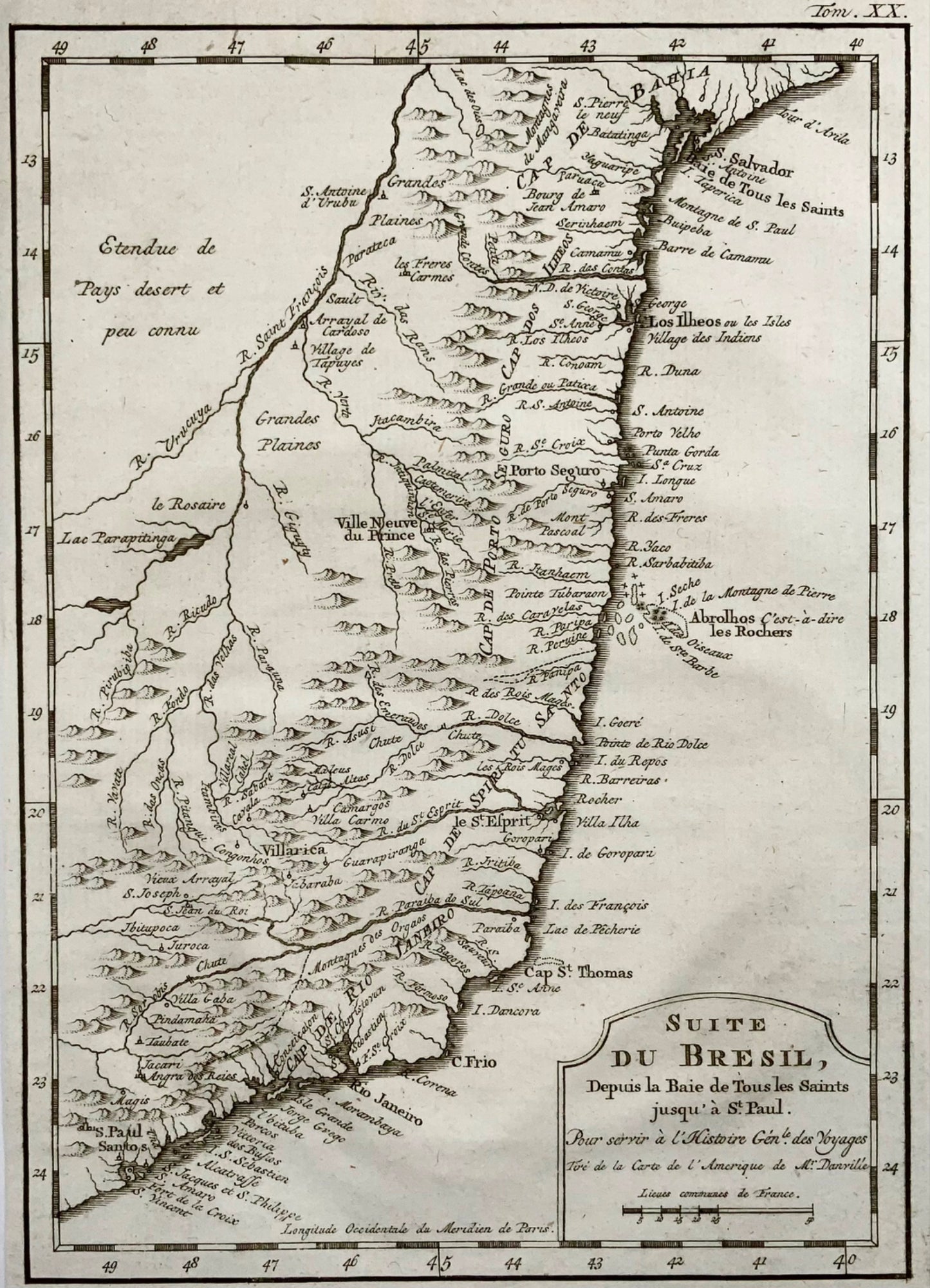 1757 Uruguay and Brazil, Jacques Bellin, ‘Suite du Bresil’, engraved map