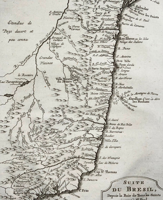 1757 Uruguay et Brésil, Jacques Bellin, 'Suite du Brésil', carte gravée