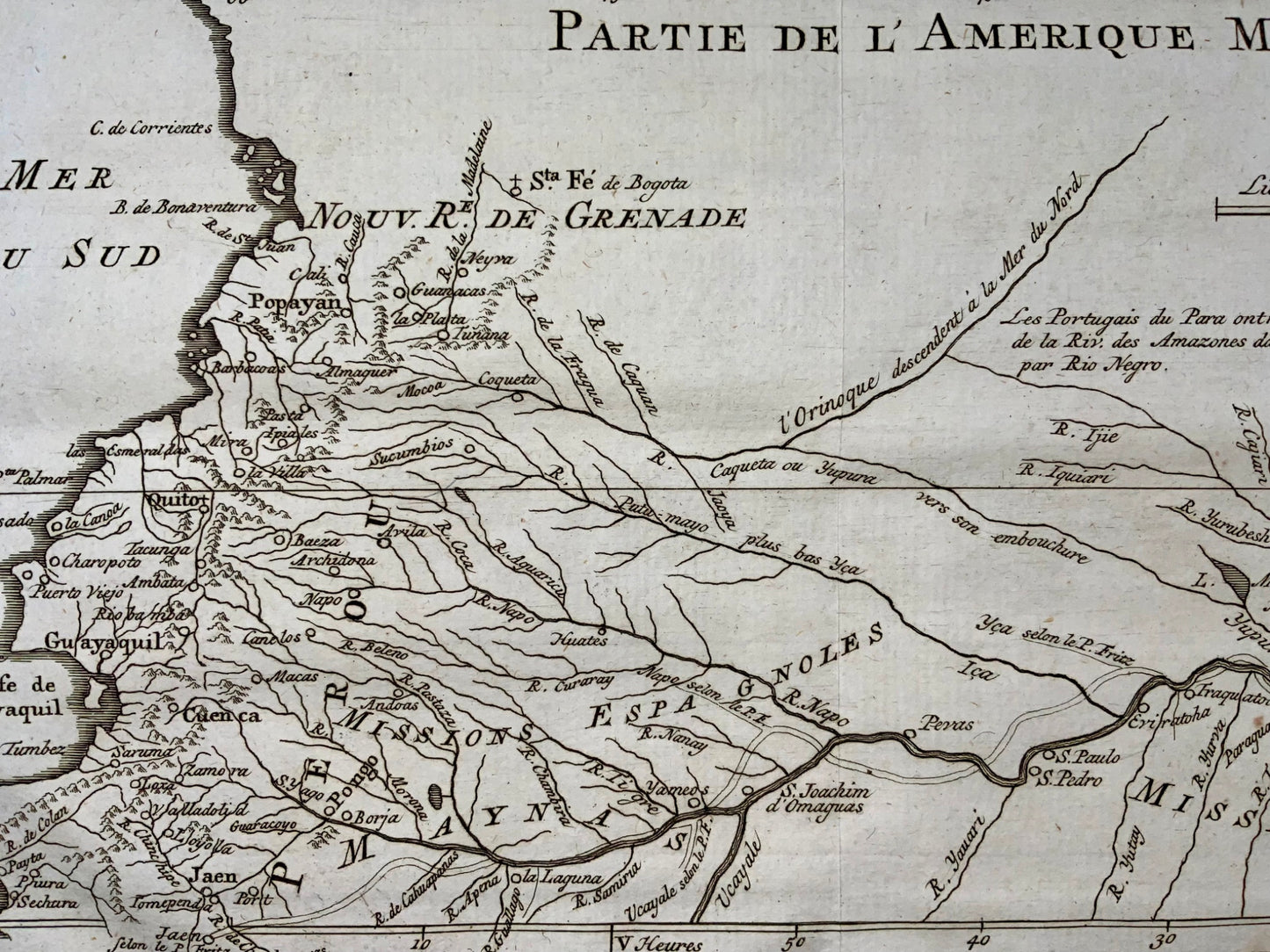 1772 Condamine, Carte du fleuve Amazone, Amérique du Sud 
