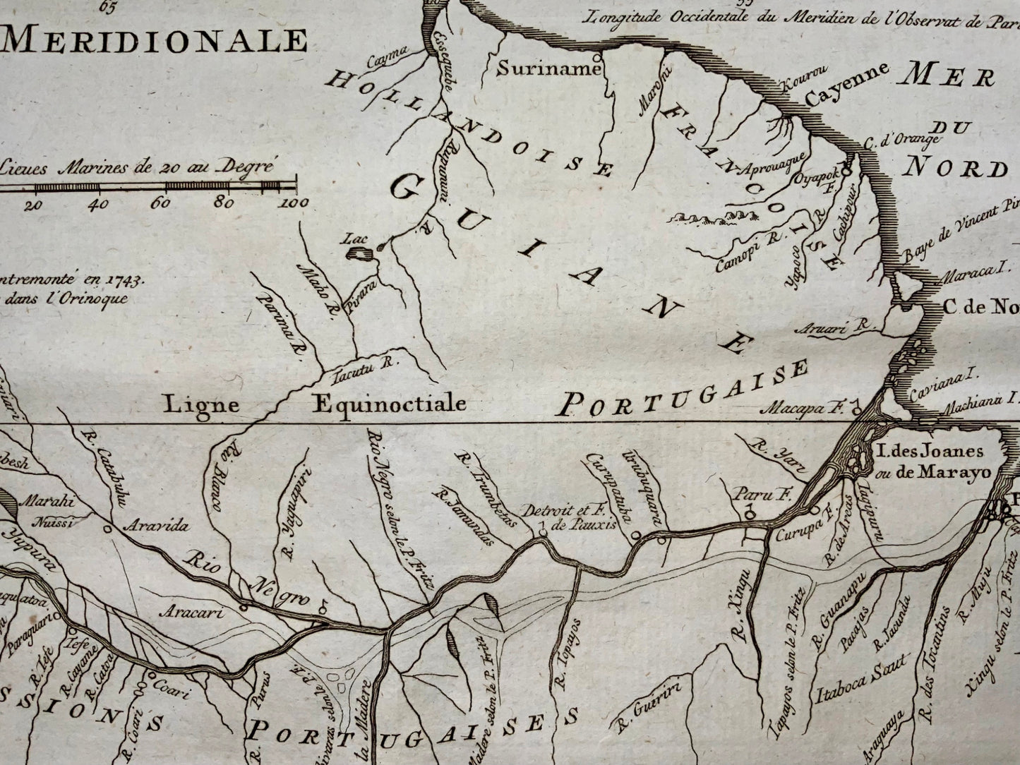 1772 Condamine, mappa del Rio delle Amazzoni, Sud America 