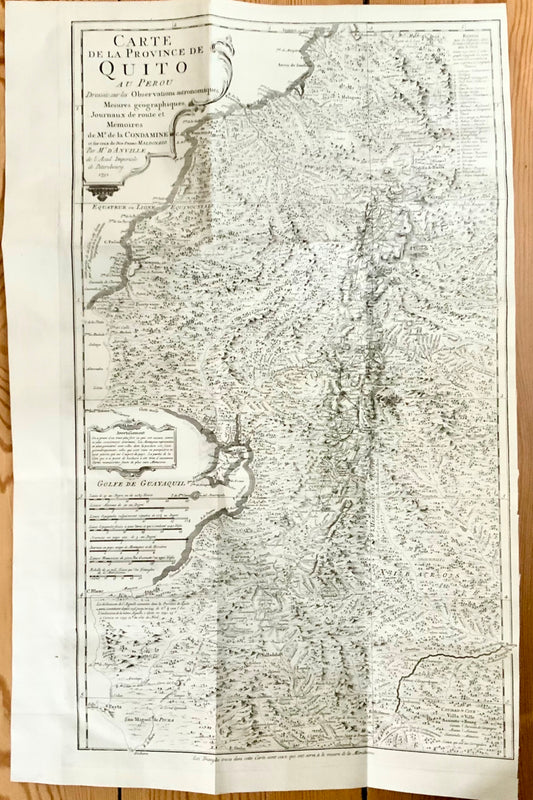 1756 Condamine, Carte de la province de Quito au Pérou, Équateur 
