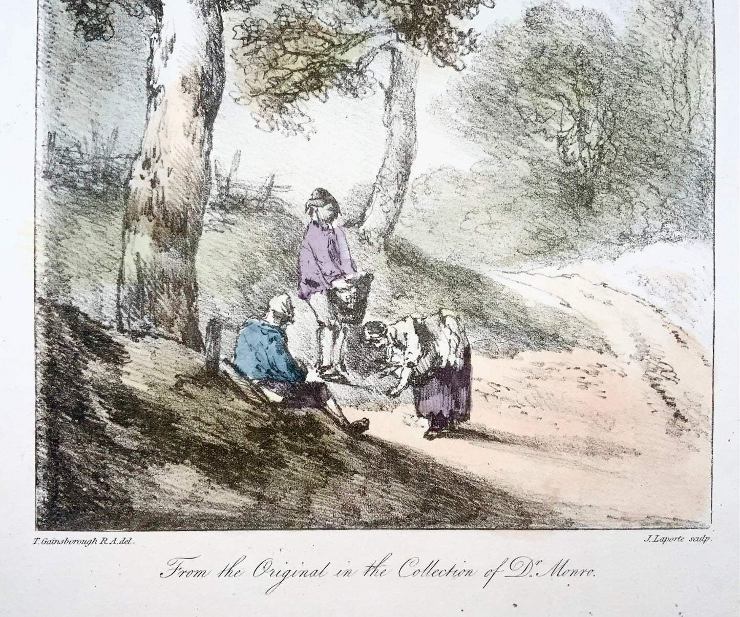 1819 Thomas Gainsborough, landscape, large folio soft ground etching, wash