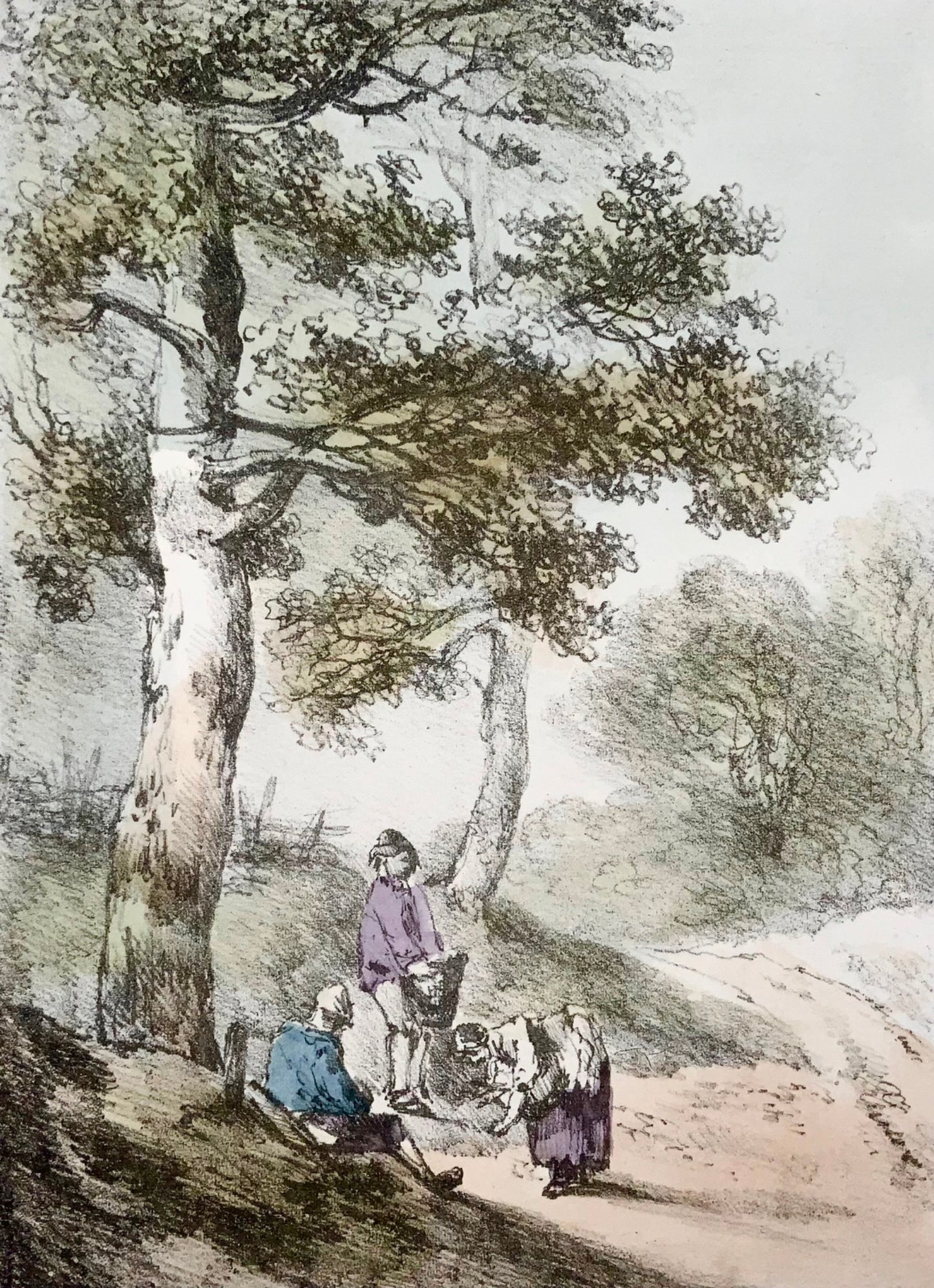 1819 Thomas Gainsborough, landscape, large folio soft ground etching, wash