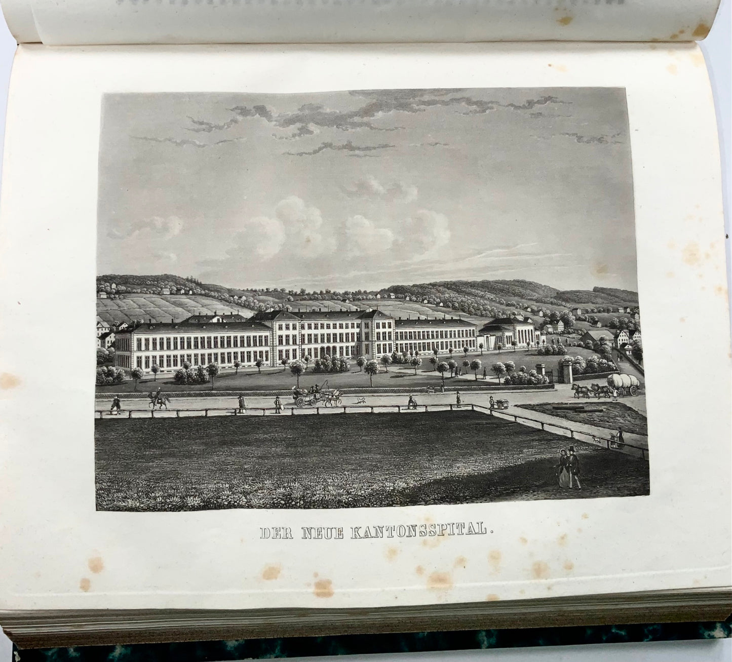 1853 Chronique du canton de Zurich, Suisse, superbes aquatintes, 1840-50