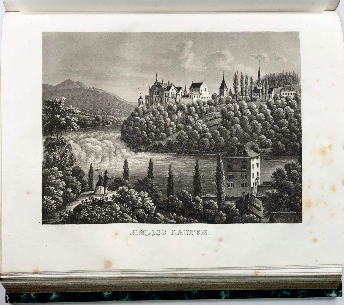 1853 Chronique du canton de Zurich, Suisse, superbes aquatintes, 1840-50