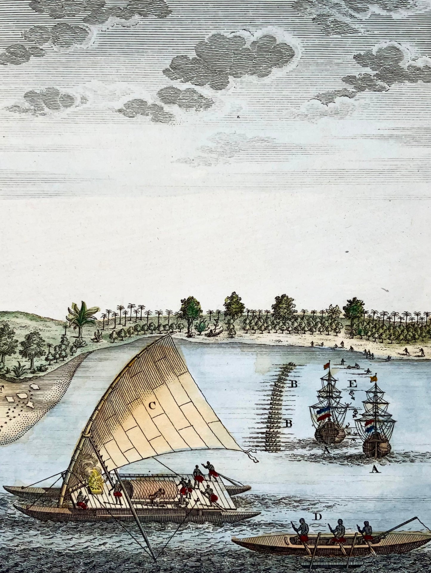 1759 Abel Tasman à Tongatapu, Tonga, Pacifique, Schley, carte, voyage