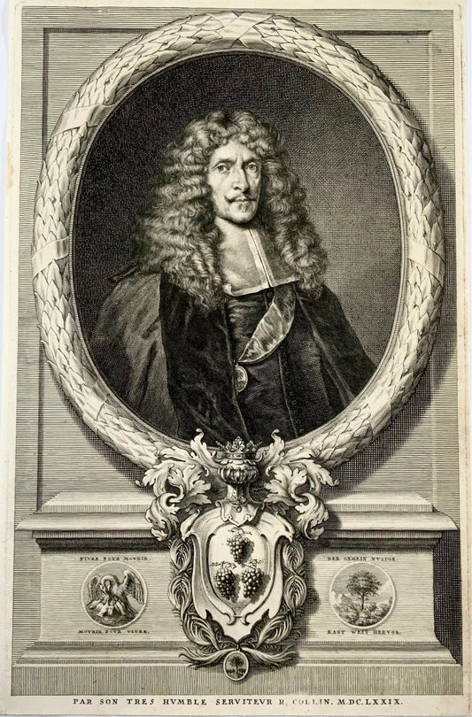 1679 J.J. Sandrart, folio portrait by R Collin engraving