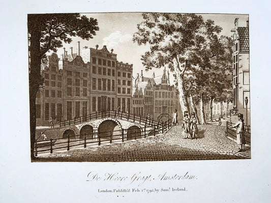 1795 Amsterdam, Netherlands sepia aquatint, large paper edition,
