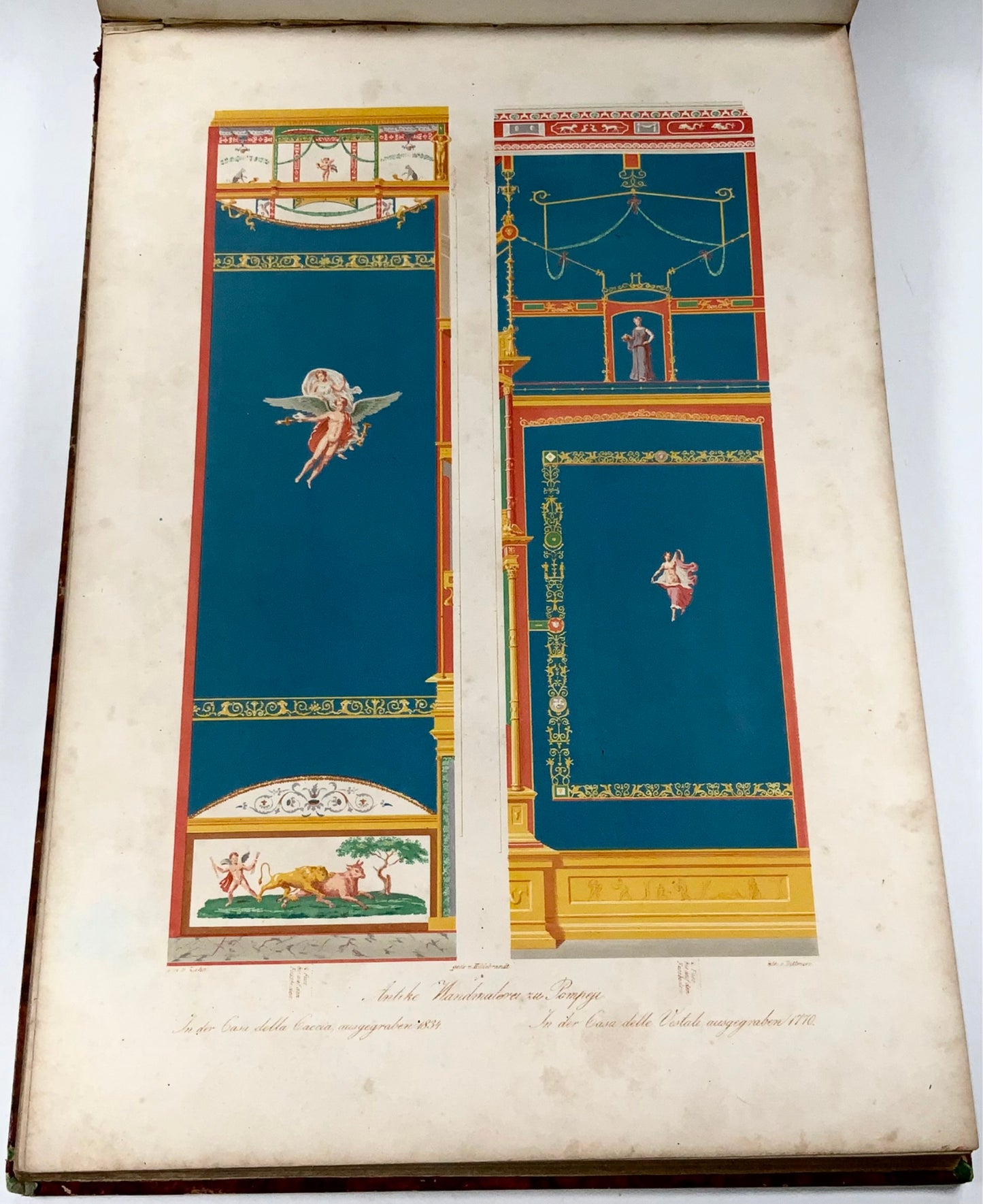 1848 Wm Zahn, Fine folio book on Pompeian wall painting, 50 colour lithographs
