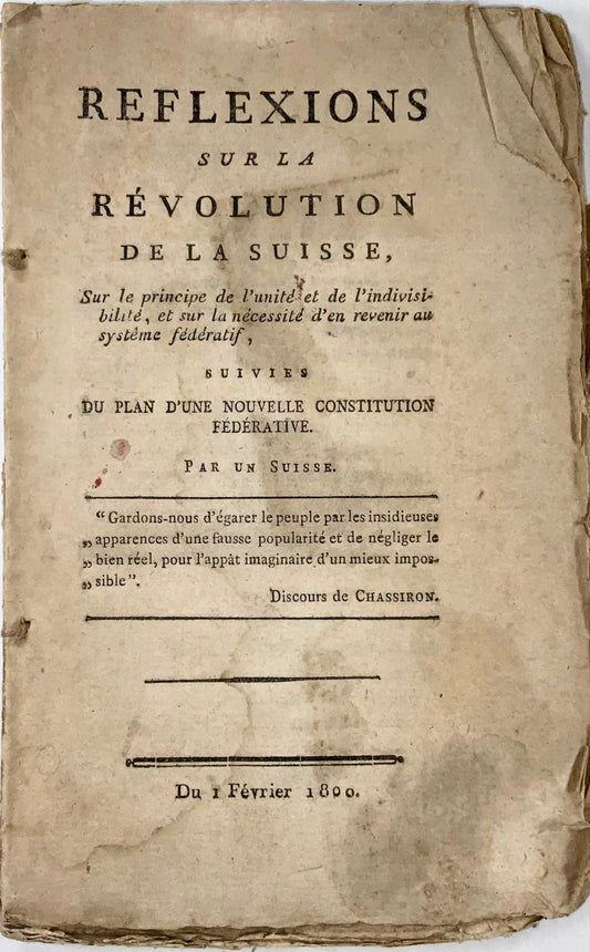 1800 Bridel, rare work on Revolution in Switzerland & new Constitution