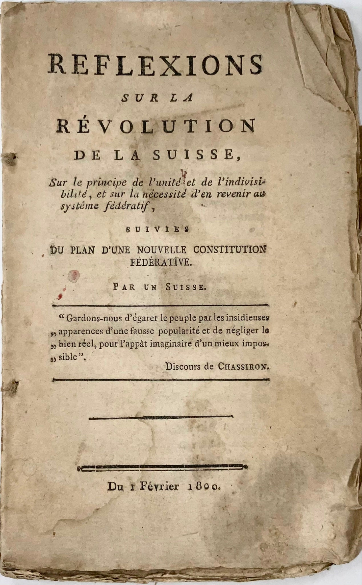 1800 Bridel, opera rara sulla Rivoluzione in Svizzera e sulla nuova Costituzione