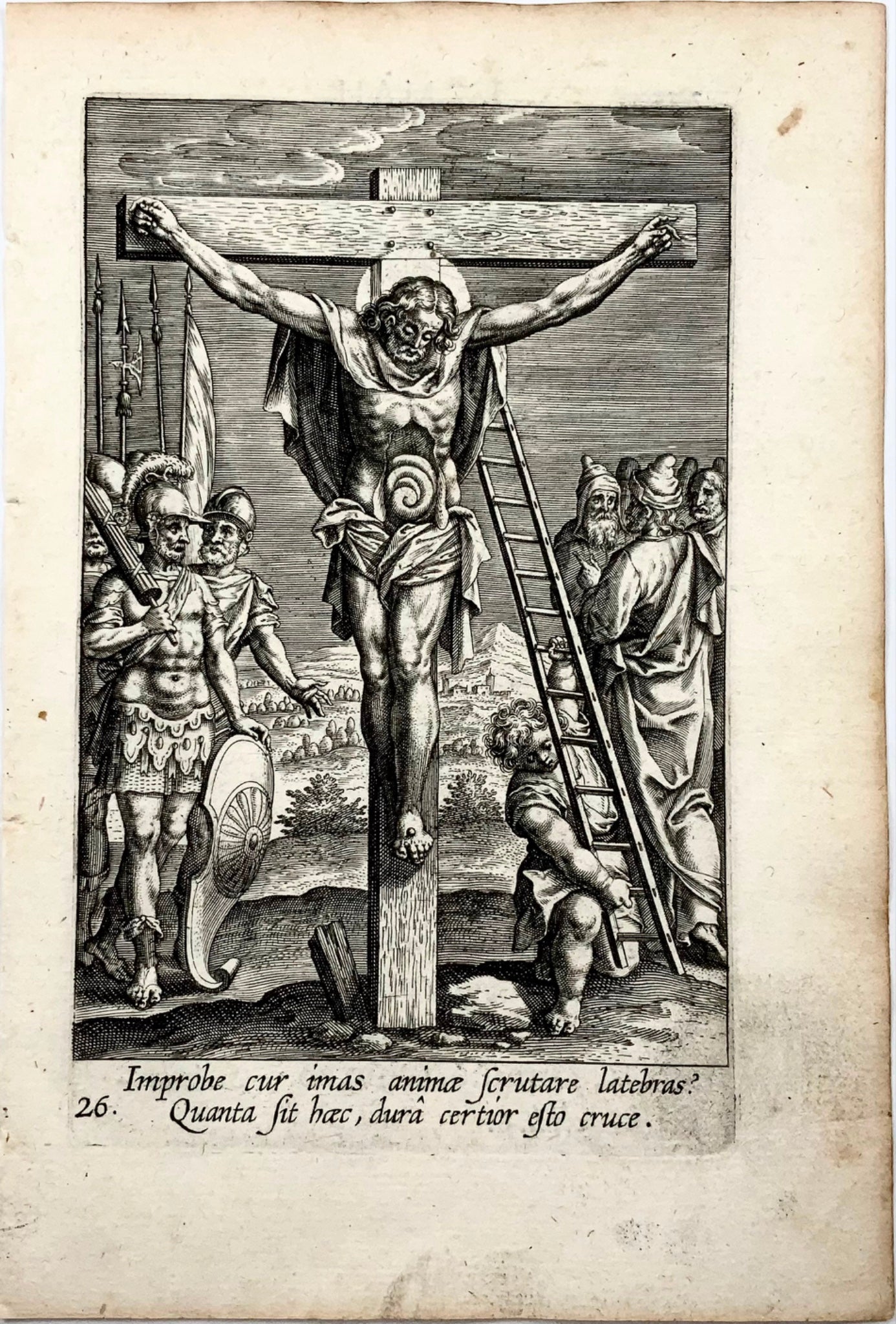 1608 Crucifixion, Apostle Philipp, Adriaen Collaert, master engraving, religious