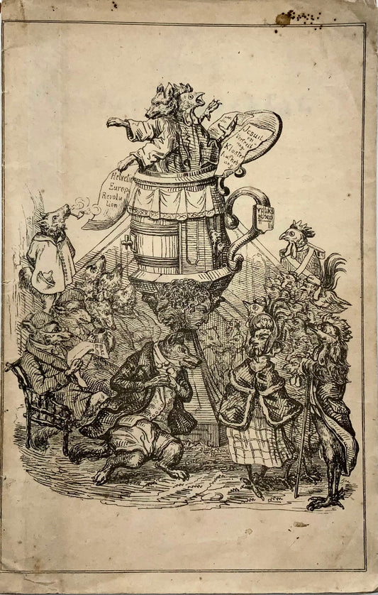 1845 Opuscolo radicale svizzero antigesuita, copertina satirica, "Padre Incognito"
