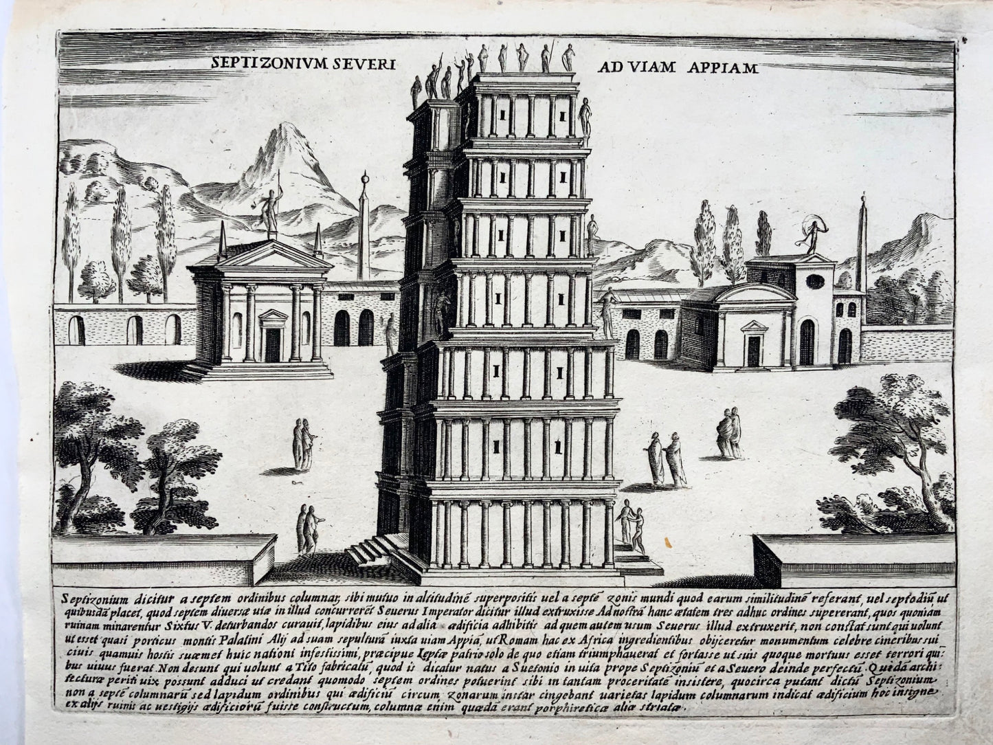 1624 Lauro, Giacomo, Via Appia Settizonio, foglio, incisione, Roma, Italia