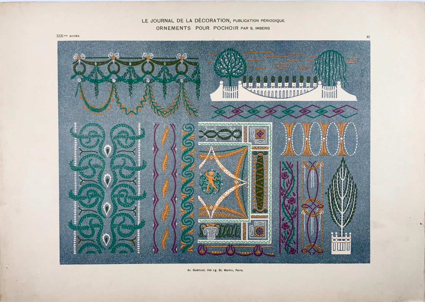 1895 Murals, pochoir, decoration, art nouveau, folio, S. Imberg