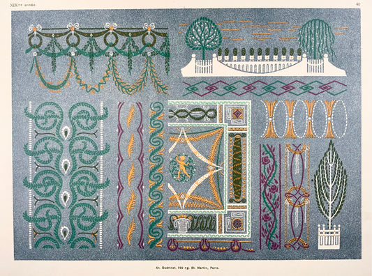 1895 Murales, pochoir, decorazione, art nouveau, folio, S. Imberg