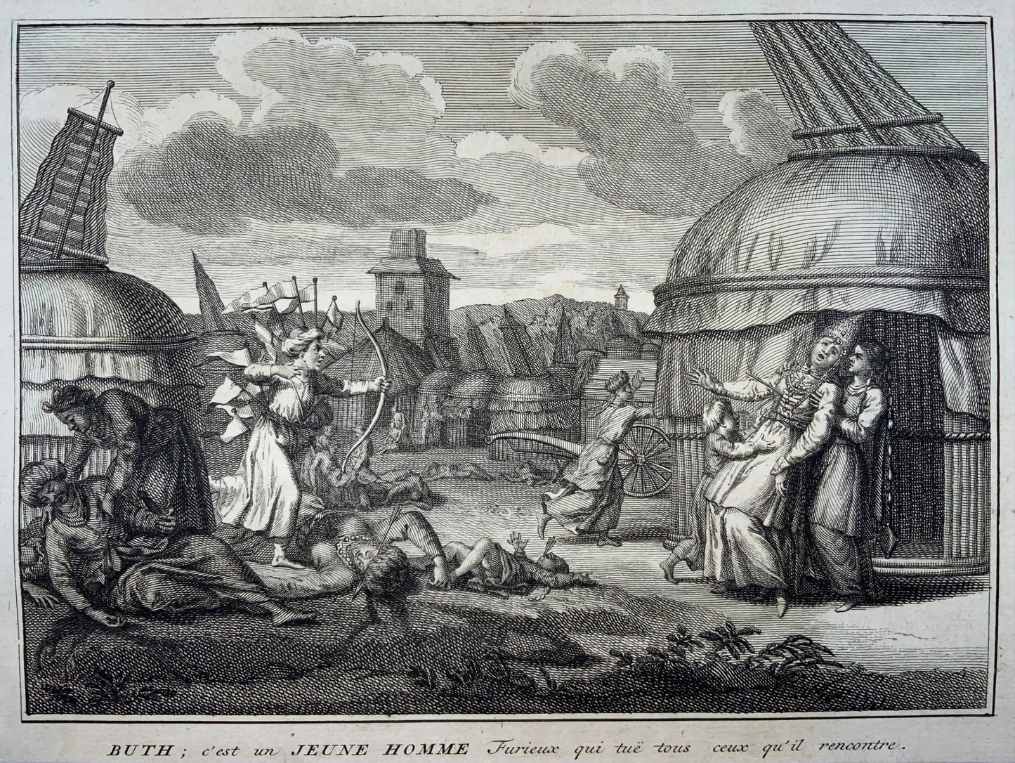 1723 Divinità della Morte. Culto di Manipa, Asia. Bernard Picart, incisione su rame