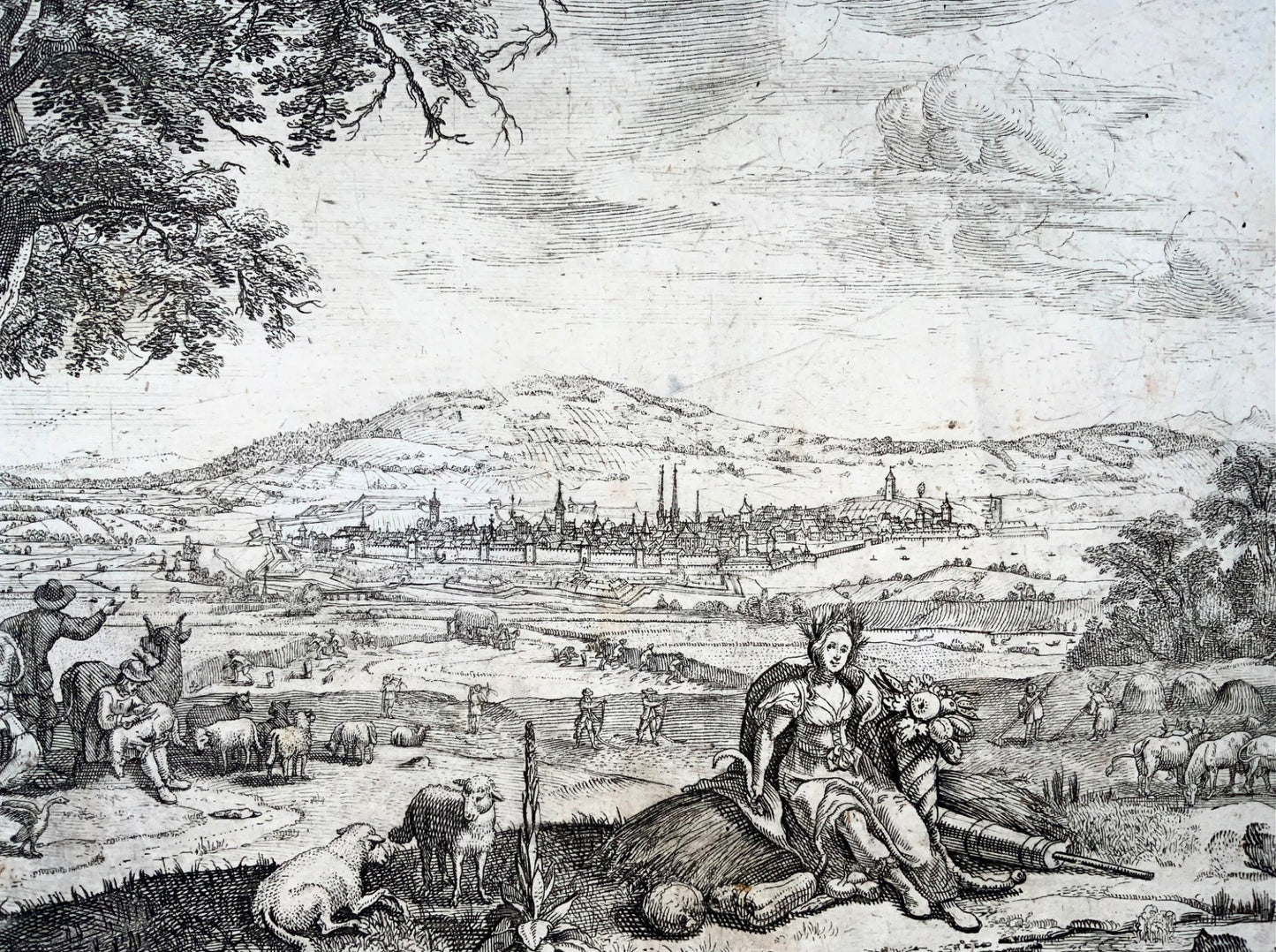 1647 Broadside engraving, Zurich in summer, Conrad Meyer Switzerland