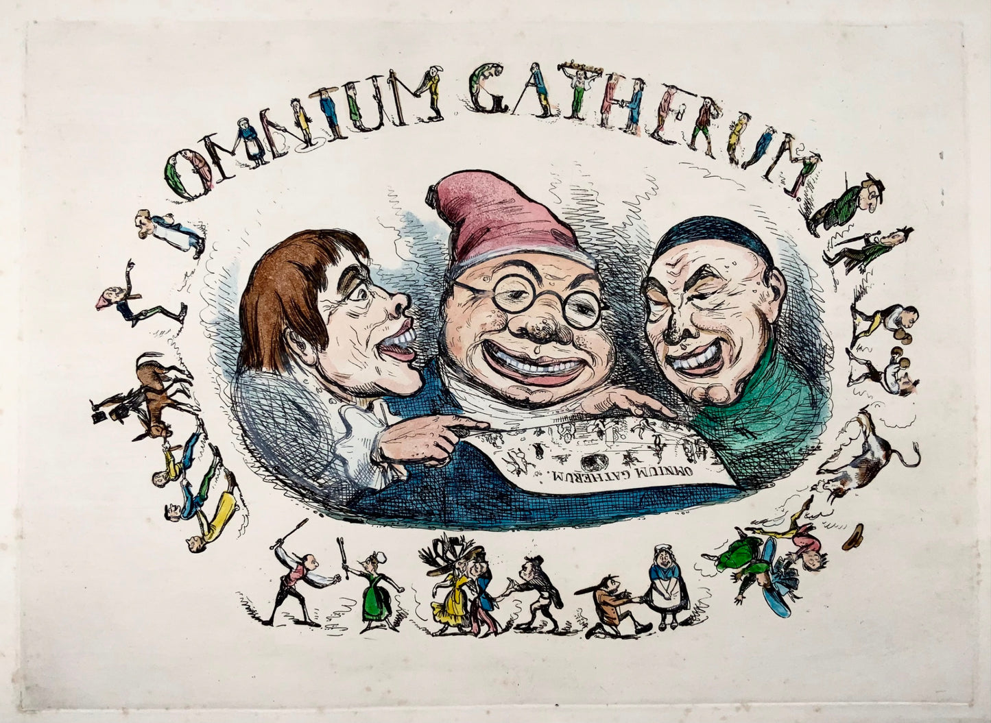 1840 Henry Heath, Omnium Gatherum, folio caricature, satire, original