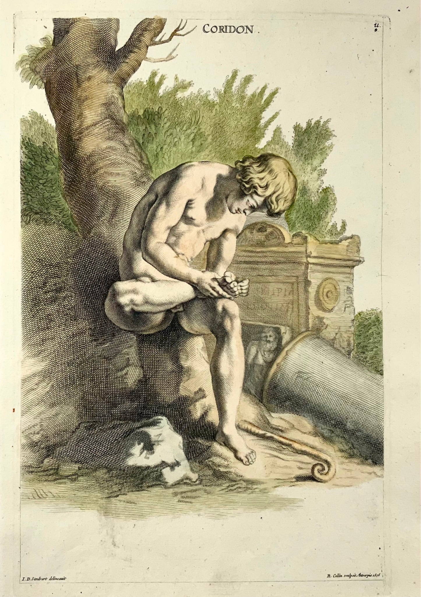 1676 JJ Sandrart, Collin, Mitologia, Corydon il pastore 