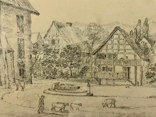 Disegno a matita del 1816 di Herzogenbuchsee in Svizzera