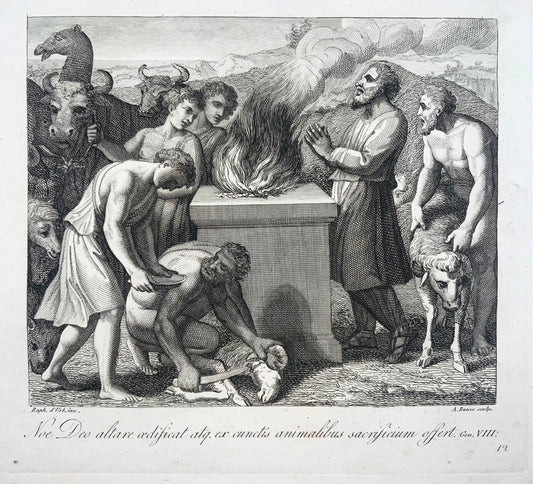 1790 Raphael (1483-1520); A. Banzo, 38 cm Bible Gen 8 Jacob’s Sacrifice